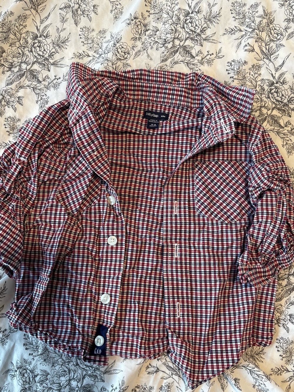 GAP Red and Navy Micro-Check Button-Down Shirt